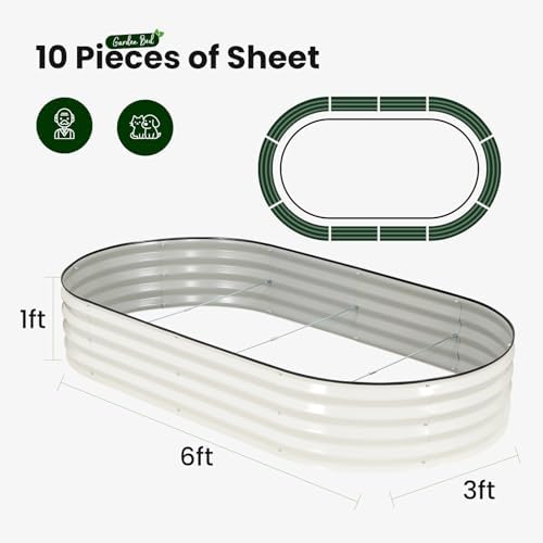 Raised Garden Bed, Large Metal Planter Box, 6x3x1ft, White, 2 Pack - Image 3