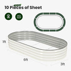 Raised Garden Bed, Large Metal Planter Box, 6x3x1ft, White, 2 Pack - Image 3
