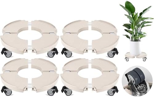 ToLanbbt 2 Pack Plant Caddy Stands with 360° Wheels Adjustable 15-22 in Rolling Stands Heavy Duty Large Plant Carts Dolly with Casters 440lbs Capacity for Large Planter, Garden Pot, Flower Pot, Beige by ToLanbbt