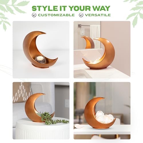 2 Pack Boho Table Planters, Desk Moon Planter, Candle Holder for Indoor Plants, Succulents, Air Plant, Cactus, Faux Plants, Witchy Gifts - Image 5