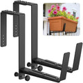 Window Box Brackets, Adjustable Planter Box Brackets, Heavy Duty Iron Flower Box Brackets for Railings, with Enhanced Bottom Support - Perfect for Balconies, Fences, and Gardens (Black, 2 Pack) by VOXOR