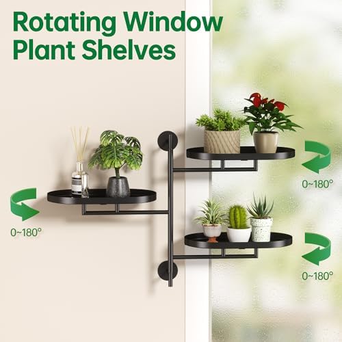 Window Plant Shelf, Wall Mounted Rotating Plant Holder Indoor - Image 3