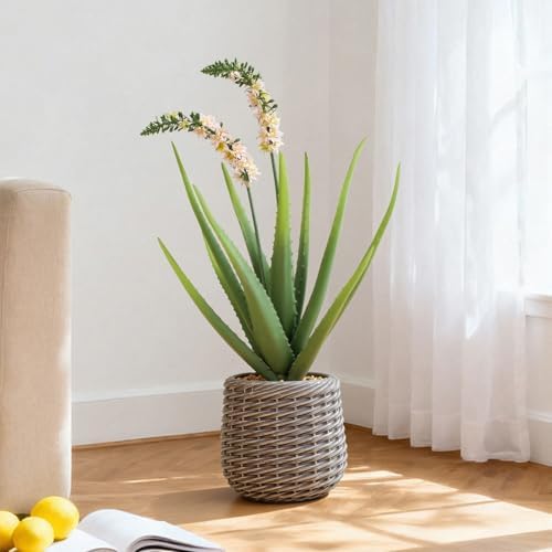 2.5ft Artificial Agave Plants, Fake Aloe Vera Plant with 13 Leaves in Brown Pot, Large Faux Floor Plant for Home Office Hotel Bedroom Patio Balcony or Garden Indoor Decor - Image 6