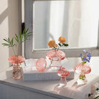 Glasseam Mushroom Glass Bud Vase Set of 5, Pink Small Vases for Flowers - Image 2