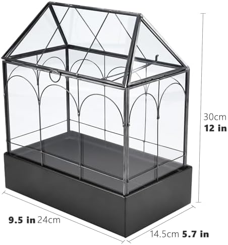 Glass Terrarium with Metal Tray, Glass Greenhouse Terrarium Kit - Image 2