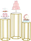 Urban Deco Cylinder Stands for Party, Set of 3 Gold Hexagon Pedestal Stands by UrbanDeco
