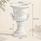 Classical Roman Pedestal Urn Planter, 31.5 Inch, White - Image 2