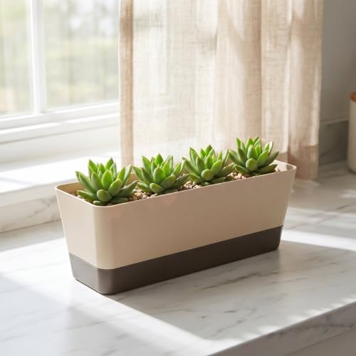 LABRIMP 2pcs Rectangular Window Sill Planter Box with Saucer and Drainage - Image 6