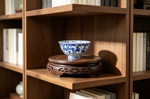 Rosewood Gray Stand Oriental Style, Jichimu Vase Plant Stand, Fish Bowl Stand, Multiple-purpose Gray Color Display Stand (Outside Dia 9”x2” (22x6cm)) - Image 5
