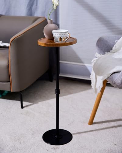 Round Small Side Table, Tiny Drink Table for Small Spaces, Brown - Image 2