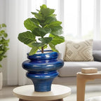Ceramic Pots for Plants - 11 Inch Ceramic Planter with Drainage Hole, Unique Planters for Indoor Outdoor, Large Decorative Flower Pot, Home Office Room Decor, Gifts for Plants Lover, Blue - Image 4