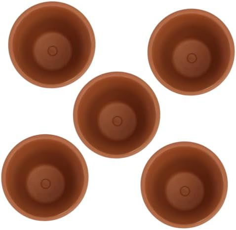 5pcs Red Baked Clay Succulent Pots with Saucers, Indoor Decorative Terracotta Planting Containers, 8x8cm Breathable Flower Planters Set for Home Gardening by HIAKDOFT