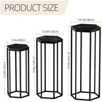 Urban Deco Set of 3 Black Hexagon Metal Cylinder Stands for Party - Image 3