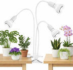 LED Grow Light, Dual-Head 5000K White Full Spectrum Clip-on Gooseneck Plant Lamp for Indoor Desk Plants Growing with 4/8/12H Timer, Bulb Replacement & Smart Plug Compatible (36W Equivalent 240W) by Juhefa