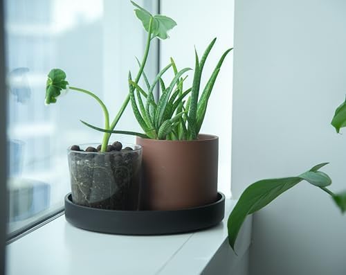 Phoenix Vine 10 Inch Plastic Plant Saucer Water Drip Tray, Heavy Sturdy Round Plant Drainage Tray for Indoors Outdoor, Set of 2, Matte Black, 21-TY-10B-2 - Image 3