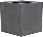 Pottery Pots Elegant Cement Gray Fiberstone Cube Planter Pot - Tree Bush Box Indoor Outdoor 12"x12"x12" by Pottery+Pots
