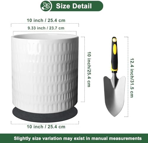 10 Inch Ceramic Plant Pot with Drainage - Image 2