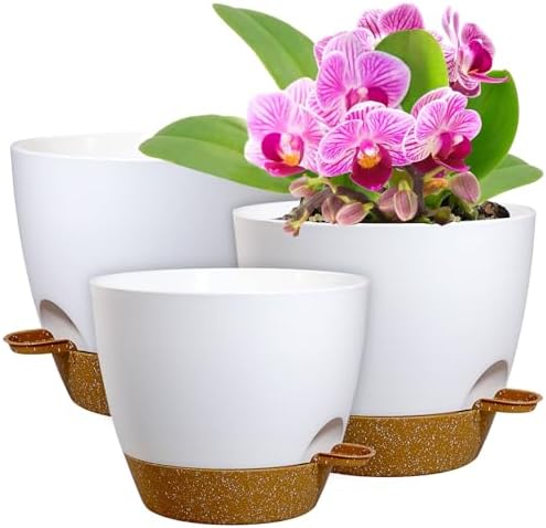 WSMKSZ 12/10/9 inch Self Watering Pots for Indoor Outdoor Plants, Set of 3 by WSMKSZ