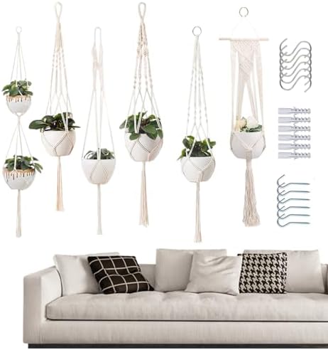 Rope Plant Hanger 6 Pieces Boho Macrame Planter Holder - Image 7