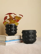 Generic Ceramic Plant Pots, Geometry Textured Flower Pots Indooe/Outdoor, Modern Planter for Home Decor,Office,Bookshelf,Living Room, 5'' H (Black) - Image 4