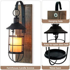 Wall Candle Sconce with Black Lantern, Set of 2 Farmhouse Decor - Image 5