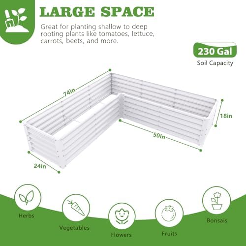 Anleolife 4-Bed 74x74x18in L-Shaped Raised Garden Beds, Antique White - Image 2