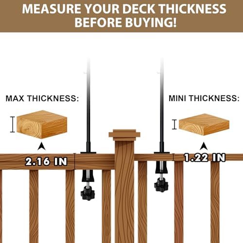 Deck Bird Feeder Hanger for Railing, 31 Inch Clamp on Birdfeeder Poles, Adjustable Fence Deck Hook for Hanging Planter Flower Lantern 2 Packs - Image 3