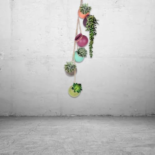 Dangling Southwest Desert Colors Ceramic, Set of six Hanging pots - Image 2
