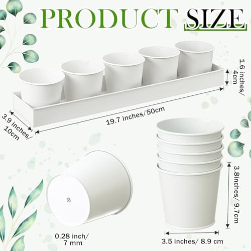 FoldTier 2 Sets Indoor Herb Garden Planter Kit with 10 Metal Pots, White - Image 2