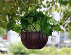 Plastic Hanging Flower Pots –Planters with Chain, 7.1 Inch Diameter, for Indoor Outdoor Balcony Garden, Lightweight Plant Holders for Home Decor Set of 3 (Dark Brown) - Image 3