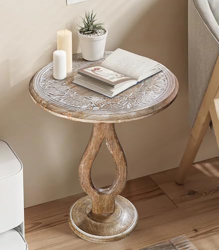Pride Styles End Table 18x22", Solid Wood Accent Side Table, White Wash - Image 4