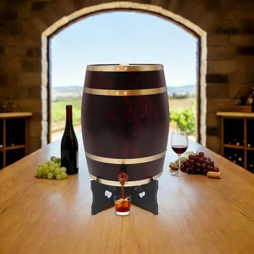 Wine Barrel, 7.93 Gal Wooden Whiskey Barrel with Stand & Spigot – Premium Pine Wood Liquor Dispenser for Home Brewing, Aging, Decor, Bourbon Barrel Style (Vintage Color, 30L) - Image 4