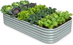 Galvanized Raised Garden Bed 8x4x1.5 ft, 18" Tall Metal Planter Box by Annoell