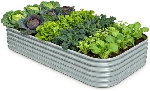 Galvanized Raised Garden Bed 8x4x1.5 ft, 18" Tall Metal Planter Box by Annoell