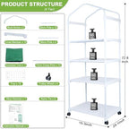 Mini Indoor Greenhouse, 4-Tier Portable Plant Greenhouse Cabinet with Wheels, Waterproof PVC Tent Cover for Indoor Outdoor Seed Starting, Plants, Flowers (Green, 4 Tier) - Image 6