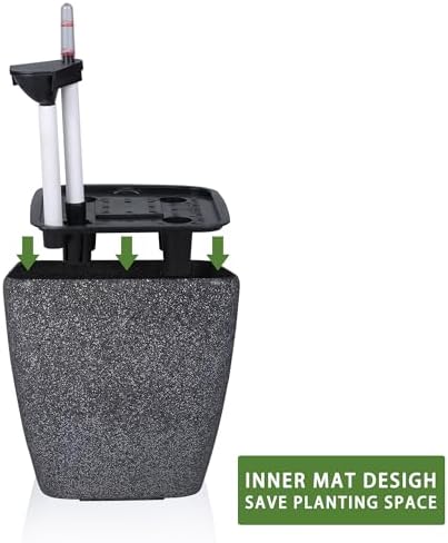 Dexceder 13x12 Self Watering Planter with Wheels (Stone Matte) - Image 4