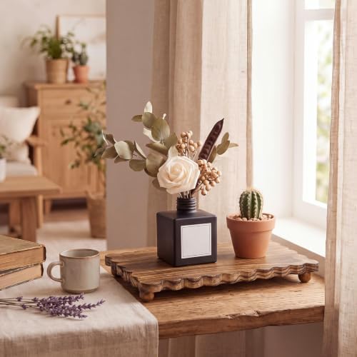 Scallop Wood Riser for Kitchen Counter, Brown, 16'' X 7.9'' X 1.6'', Square - Image 6