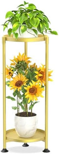 KMOTASUO 2 Tier Metal Plant Stand Tall for Indoor Outdoor Corner, Gold by KMOTASUO