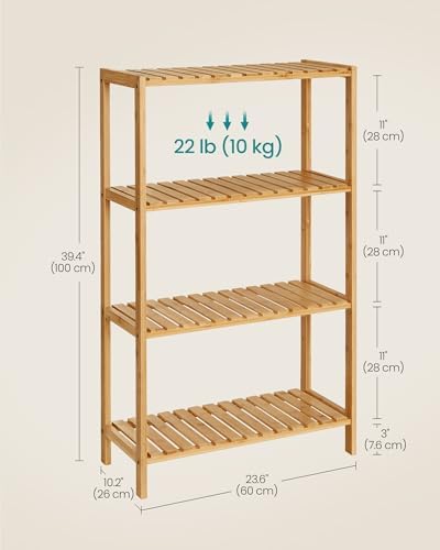 SONGMICS 4-Tier Bamboo Shelf, Freestanding Bathroom Storage Rack - Image 2