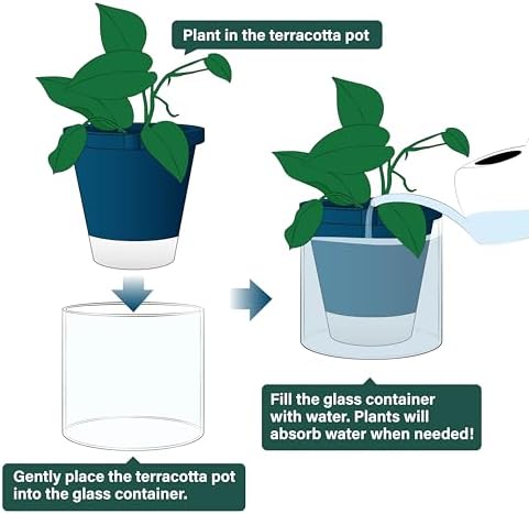 D'vine Dev Self-Watering Blue Terracotta Planter Pot, 8 in, 37-X-C-4 - Image 4
