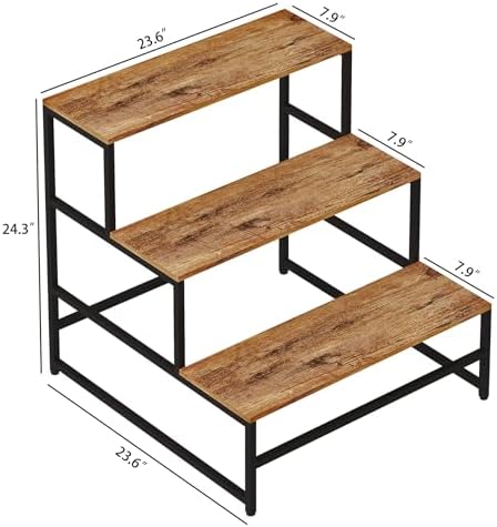 23.6" Wide Plant Stand Indoor, 3-Tier Modern Plant Ladder Shelf Corner Flower Pot Holder Organizer for Living Room Balcony Garden, Rustic Brown - Image 3