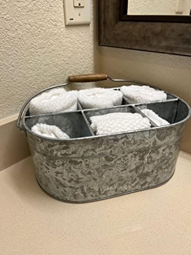 Hosley Galvanized Carry All Kitchen Utensil Caddy Serve Ware 13 Inch Long. Ideal for Floral Arrangements Party Garden Patio. O4 - Image 6