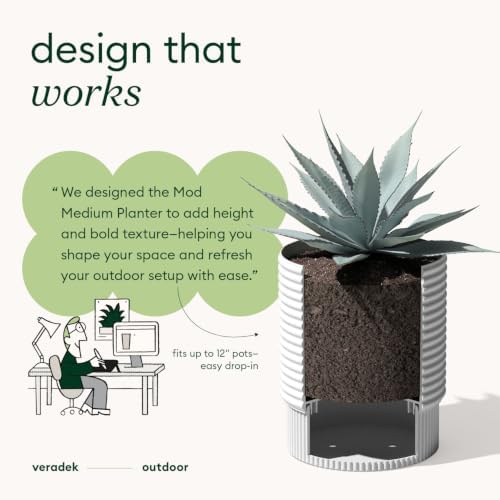 Veradek Mod Series Medium Planter - Round Outdoor Planter with Shelf - Image 3