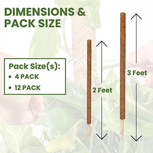 Envelor Coco Moss Poles Plant Support Stakes Coco Plant Stake Pothos Coir Totem Pole Monstera Moss Pole Climbing Plant Support Potted Plant Upward Growth Vine Stackable Coco Sticks, 24 inches, 12 Pack - Image 4