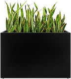 Metal Planter Box, No Installation Galvanized Steel Folding Rectangular Planter with Drainage Holes, 35.5"x 10"x 28" Black Outdoor Planter for Porch/Patio/Garden by TISUWING