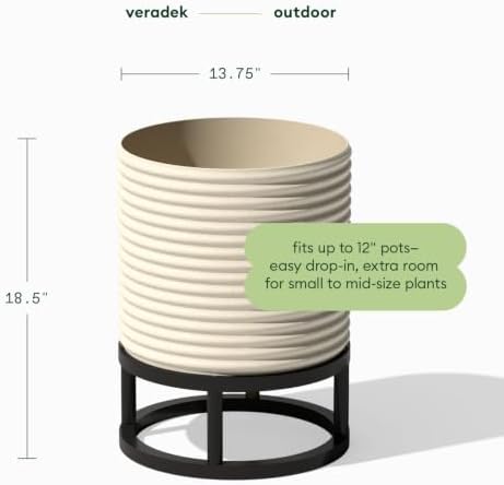 Veradek Mod Series Short Raised Planter - Round Outdoor Planter with Stand - Image 2