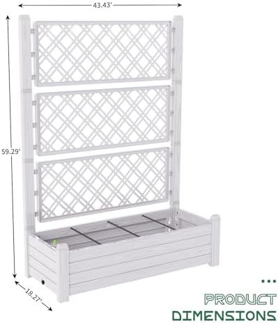 Elevated Raised Garden Bed with Trellis,Resin Planter Boxes Outdoor for Backyard Balcony,Large Patio Planter Box for Herbs Flowers Vegetables(Ashen) - Image 6