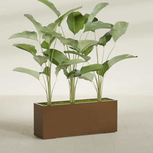 Greenline Leo Tall Rectangular Fiberglass Planter, Outdoor Planter Box - Image 4