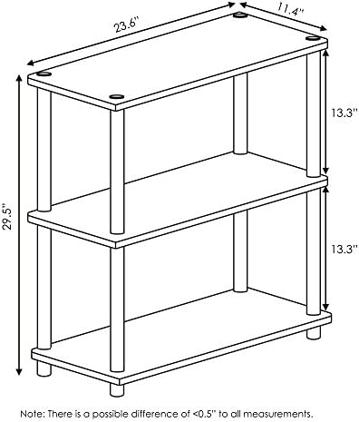Furinno TURN-N-TUBE Storage Shelves, 3-Tier Book Shelf, Corner Shelf, Toolless Open Shelves, for Organization and Storage, Living Room, Garage, Home Office, Espresso - Image 3