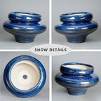 Ceramic Pots for Plants - 11 Inch Ceramic Planter for Indoor Outdoor, Unique Planters with Drainage Hole, Decorative Flower Pot, House Office Garden Decor, Plants Lover Gifts, Blue - Image 6